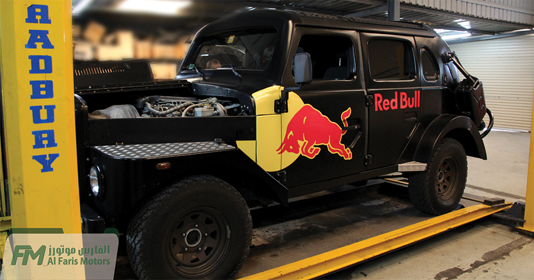 2011 Defender altered by RedBul being Serviced.